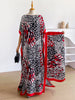 Dubai Mixed Animal Print Abaya With Matching Scarf, Boat Neck Batwing Sleeve Loose Maxi Kaftan Dress For African Muslim Women