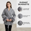 Women's Woolen Coat with Faux Fur Cuffs Belted Waist Short Autumn Winter Wrap Jacket