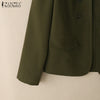 Autumn Casual Lightweight Jackets Women Mandarin Collar Long Sleeve Open-Front Outerwear Commuting Solid Cardigan Coats