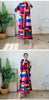 Contrast Color Printing Pleated Dress Women Round Neck Long Sleeves Dresses Party Spring 2AA1751