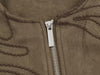 Women Faux Suede Embroidery Jacket Vintage Long Sleeve O Neck Loose Outerwear Short Autumn Winter Coat