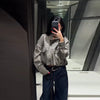 Casual Grid Drawstring Loose Coat Women Stand Collar Button Waist-Closed Female Jacket Spring Lady Street Outwears Chic