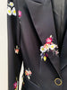 High Street Designer Suit Set Women's Elegant Floral Printed Single Button Blazer Flare Pants Suit 2pcs
