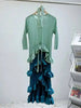French Irregular Women's Pleated Dress O-neck Tie Three Quarter Sleeve Temperament Cake Dresses Spring 2DE172
