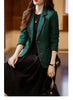 Autumn Winter Ladies Casual Blazer Women Black Green Beige Plaid Jacket Female Long Sleeve Single Breasted Slim Coat