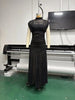 Elegant Sheer Maxi Dress Women High Neck Cap Sleeve Ruched Bodycon Mini Skirt Overlay Tulle Floor Length Evening Party Dress