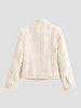 Women Tweed Jacket Stand Collar Fringe Tassel Textured Fabric Zip‑up Long Sleeve Pockets Cropped Coat Elegant Lady Outerwear