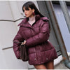 Lace Up Hooded Cotton Coat Women Casual Stand Collar Single Breasted Pocket Loose Warm Coats Lady Winter Street Outwear