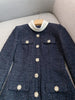 Designer Women Tweed Mini Dress Slim Fit High Waist Stand Collar Spring Office Ladies Long Sleeve Elegant A Line Dress