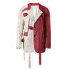 Color Block 3D Flower Turn-Down Collar Long Sleeve Blazer Slim Fit Women's Top Spring Autumn CPG2870
