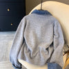 High-Quality Korean Denim Shirt Collar Stitching Fake Two-piece Sweater Women Cardigan Chic Knitted Coat Female Tops