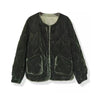 O-neck Retro Cotton Jacket Women Casual Pocket Green Velvet Coat Winter Long Sleeve Loose Warm Clothing Versatile F629