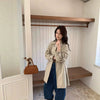 Mid-length Trench Spring and Autumn Retro Korean-style Turn-down Collar Design Loose and Casual Women's Coats
