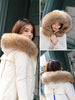 Real Fur Collar for Coat Parkas Women Winter Natural Raccoon Fur Scarf for Jacket Warm Furry Hood Trim with Buttons