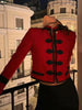 Chic Single-breasted Short Jacket Women Contrast Full Sleeve Cropped Stand Collar Napoleon Coat Lady Daily Street Wear