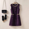 Womens Dresses Small Fragrant Tweed Vest Skirt Beaded Sequined Tweed A word Loose Dress Spring and Autumn Women's Dress