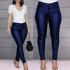 Locomotive Wind Leather Pants High Waist Solid Black Slightly Flared Pants For Women Comfortable Stretchy Trousers All-Match