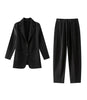 Simple Women's Two Piece Set Dragon Scale Long Sleeve Notched Pleated Blazer And Elastic Waist Straight Pants 2DB4432