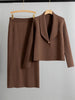 Autumn Winter Knitted Two-piece Set Women's Elegant Cardigan Sweater Jacket A-line Skirt Set Small Suit Collar Set Skirt