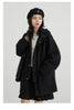 Women's Woolen Coat Loose Solid British Hooded Jackets Drawstring Mid-length Ladies Windbreaker Autumn Winter