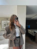 Elegant Plaid Stand Collar Jacket Shorts Set Women Full Sleeve Belted Buttons Blazer Suit Lady Commute Street Outfits