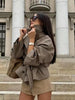 Chic Plaid Loose Women's Trench Coat Vintage Turndown Collar Double Breasted Lace-up Lady Jacket Autumn Female Outwear