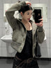 Y2k Vintage Autumn Winter Jackets for Women Suede Stand Collar Short Chaqueta Mujer Korean Simple Outwear