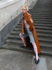 Brown Crocodile Embossed Faux Leather Trench Coat Lapel Single Breasted Straight Front Pockets Autumn Winter Fit Jacket