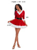 Women Half Sleeve Solid Ladies Santa Claus Xmas Theme Costume Cosplay Outfit Waistbelt Fancy Christmas Dress