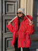 Winter Women Striped Hooded Cotton Jacket Long Sleeve Stand Zipper Buttons Thickening Padded Jackets Casual Office Lady Coat