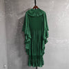 Ruffle Sleeves Pleated Dress For Women Lapel Solid Color Maxi Style Loose Elegant Clothing Spring 2DA2766