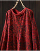 Japanese Vintage Mori Girl Floral Printed Knitted Sweater Pullover Dress Women Autumn O-Neck Long Sleeve Casual Loose Dresses