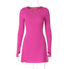 Spring Elegant Pretty Women Dresses Black Sexy Short Dress Female V Neck Long Sleeve Slim Solid Color Mini Dress