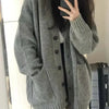 Korean College Style Single Breasted Cardigans Loose and Lazy V-neck Big Pocket Knitted Cardigan Women's Coat Sweater