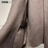 Women's Autumn Winter Vintage Pockets Wool Blazer Coat Casual Solid Long Sleeves Loose Outerwear Ladies