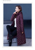 Middle-aged Womens Down Cotton Coat Winter Long Warm Quilted Cotton Jacket Female Casual Hooded Parka Overcoat Purple 5XL