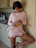 Women's Knit Mini Dress Ruffled Autumn High Waist Elegant Slim Party Dress Patchwork Knitwear Sweater Female Dress