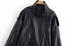 Women Pu Leather Black Coats Stand Collar Long Sleeve Zipper Jacket Woman Vintage High Street Pu Jackets