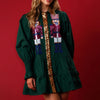 Women Christmas Sequin Nutcracker Dress Long Sleeve Tiered Glitter Nutcracker Print Holiday Party Mini Shirt Dresses