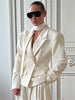 Elegant Suit jacket Female Patchwork V-Neck Lace-Up Commute Long Sleeve Autumn Coat For Women Bandage Suit