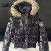 Faux Fur Hooded Cotton Puffer Jacket Women Winter Quilted Zipper Pocket Coat Y2K Retro Padded Parkas High Street Outerwear