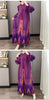 Red Pleated Hand-Cranked Floral Print Women's Long Dress Long Sleeve Elegant Temperament Elastic Loose Dresses 2DB4509
