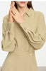 Minimalist French Long-sleeve Shirt Dress for Women Autumn A-line Office Lady Solid Midi Dresses Vestidos 12343290