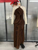 Women Floral Print Pile Neck Flare Long Sleeve Long Dress Elegant Birthday Party Midi Maxi Dresses Vestidos