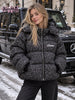 Winter Warm Leopard Print Diamond Puffer Parkas Women's Hip Hop Hooded Zip Up Oversized Padded Coat Streetwear Vintage Jackets