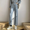 Autumn Spring Jeans Women Denim Pants Vintage Straight Trousers Female White Black Solid Loose Casual Wide Leg Pants