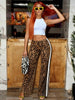 Casual Leopard Print Pants Women Fall Sporty Patchwork Stripes Autumn Basic Streetwear Hipster Loose Trousers