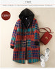 Autumn Winter Women Loose Red Plaid Parkas Hooded Padded Baggy Ladies Outerwear Vintage Buttons Pockets Warm Overcoat Parkas
