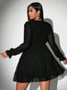 Plus Size Sexy V-Neck Short Dress Solid Polka Dot Long-Sleeve American Slim A-Line Skirt Elegant Party Women's Evening Dres