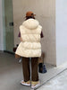 Adjustable Waistcoats Solid Cotton Vest Jacket Women Autumn Winter Hooded Waistcoat Warm Thicken Cotton Sleev